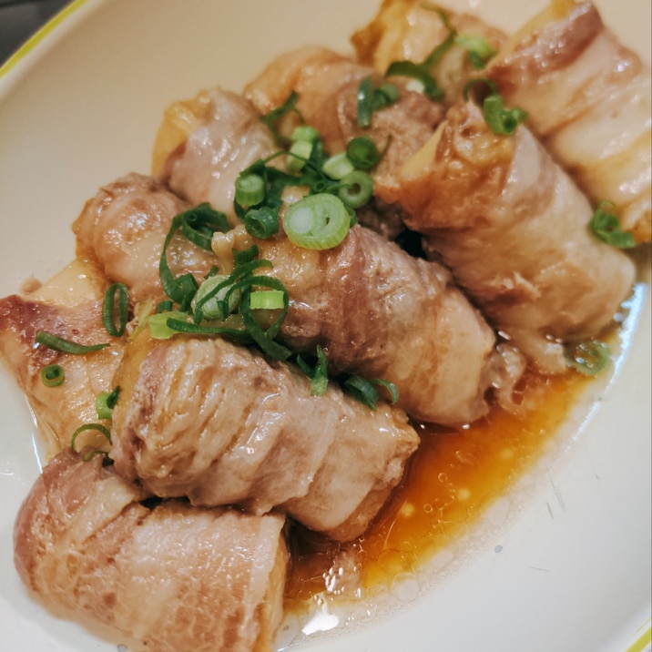 トゥルトゥル!厚揚げの豚バラ巻き煮♪